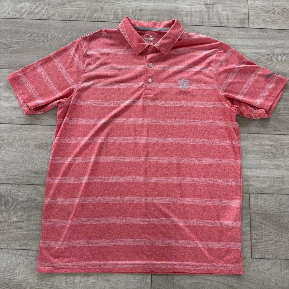 Puma Golf Mens L Polo Shirt Red Heather Space Dye